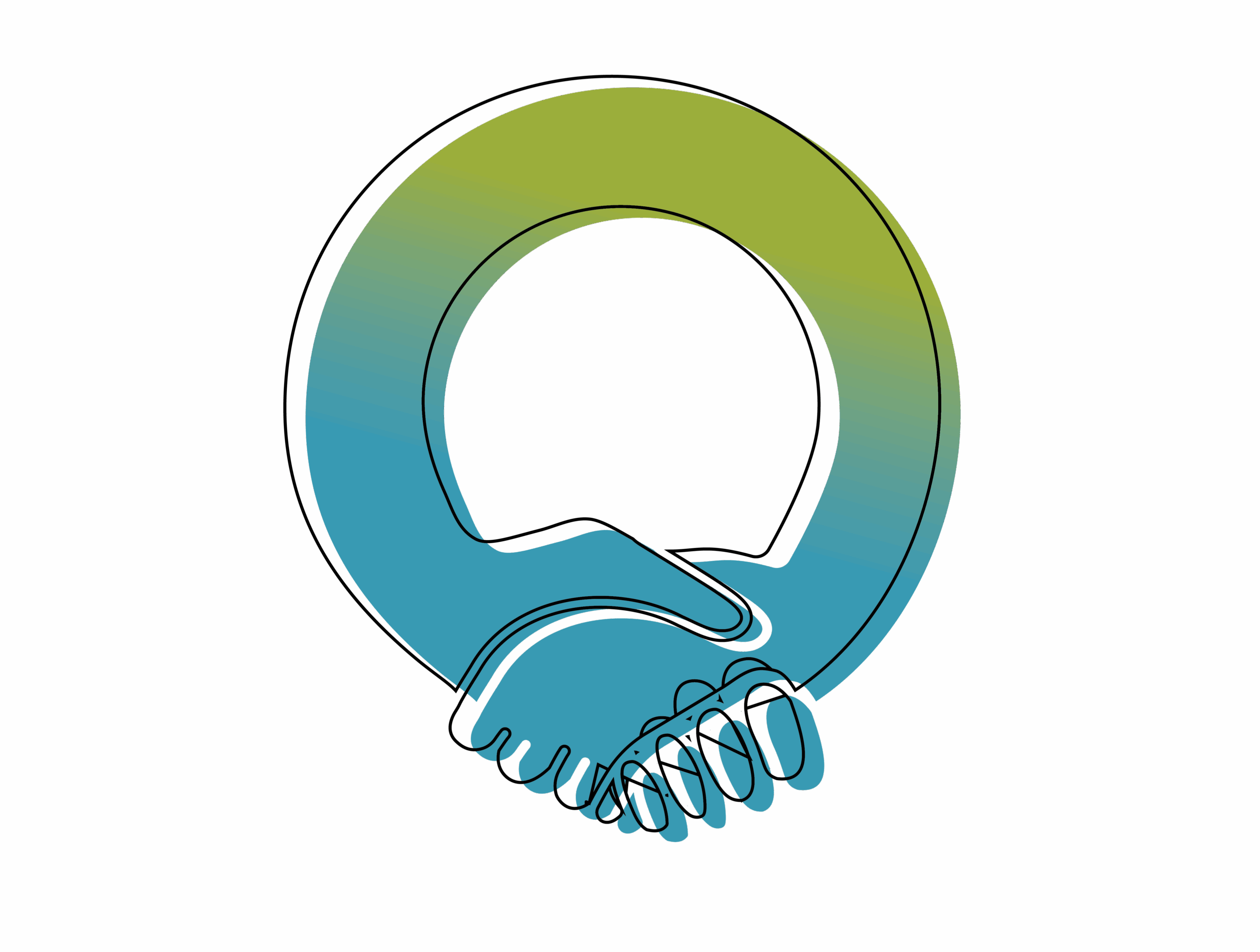 an illustration of a circle with two hands holding each other