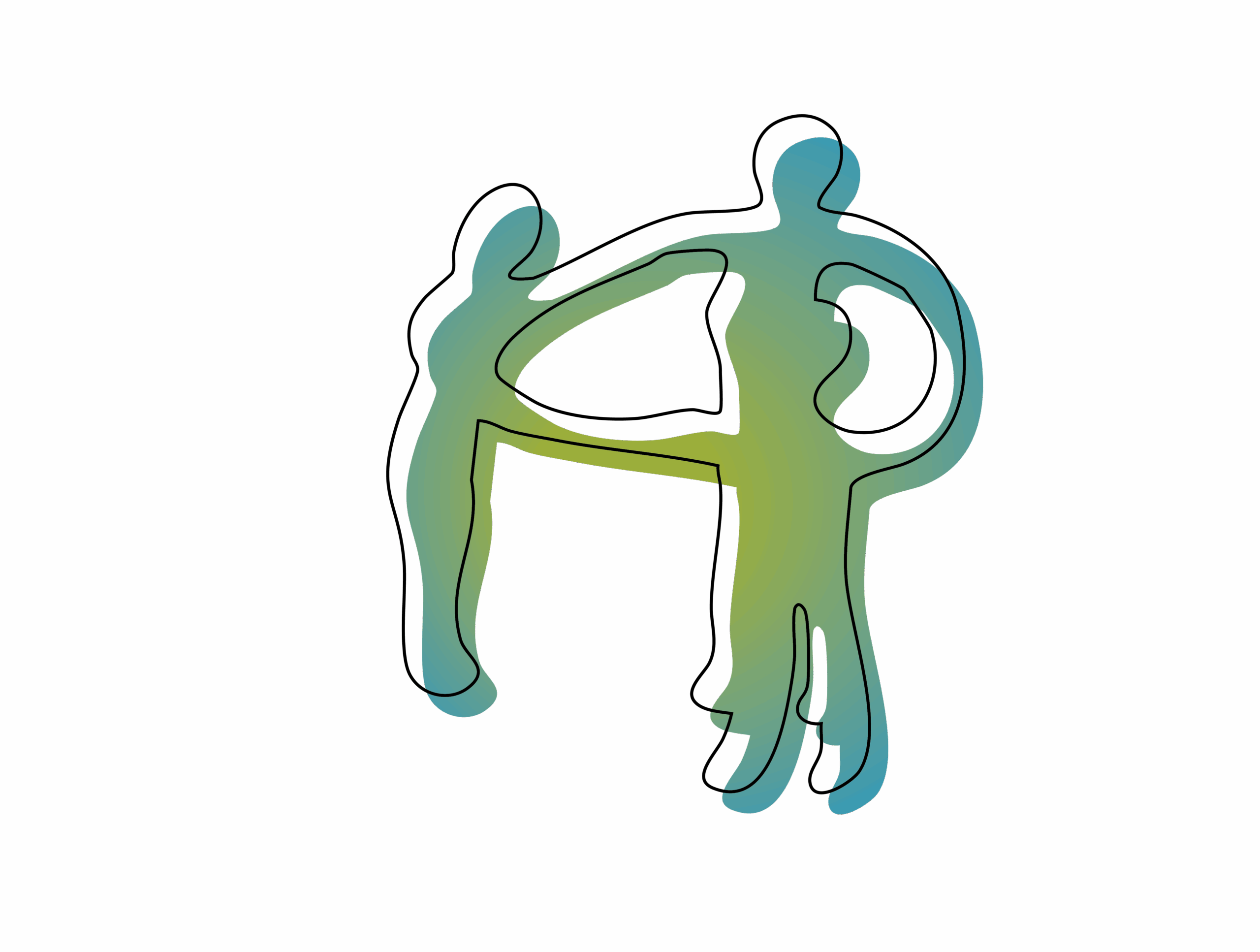 an illustration of three people in a circle holding hands