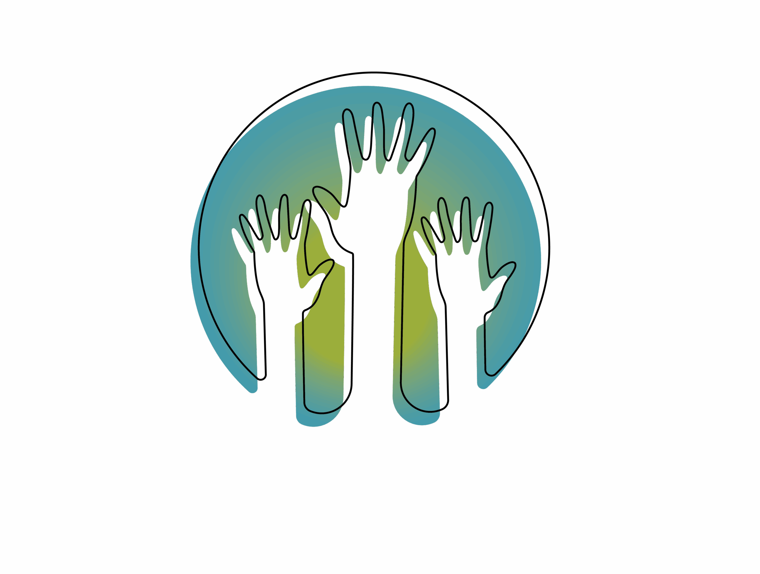 An illustration of a circle with three hands held up