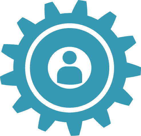Graphic of a COG with a profile of a person in the middle